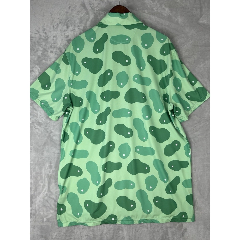 SOSIK Men Golf Polo XL Green Golf Putting Print Stretch Short Sleeve Performance - Picture 3 of 12